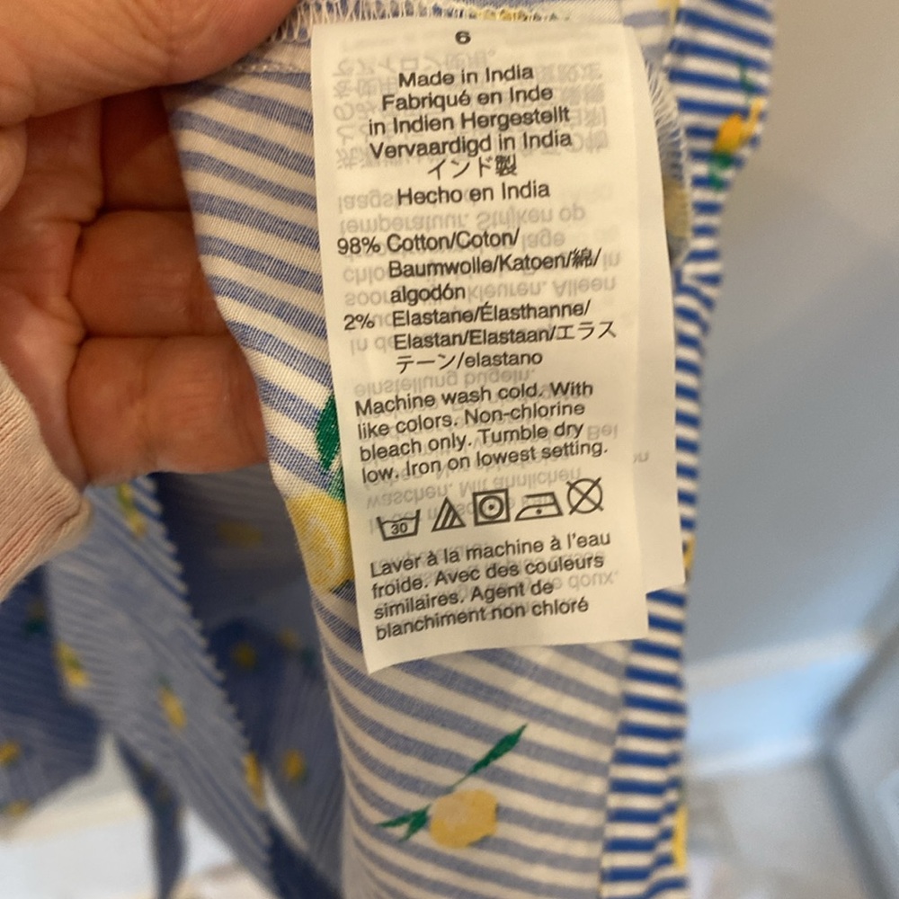 J.Crew Factory  Blue striped Dress with Yellow Lemons - Picture 7 of 8